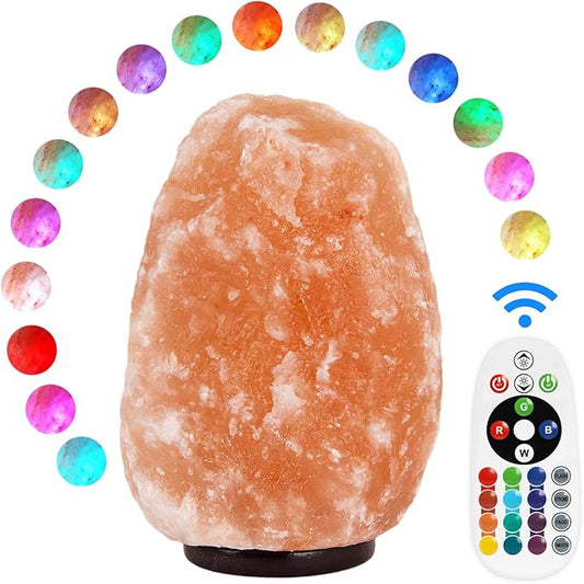 Himalayan Salt Lamp - 9-11 Inch 11-15 lbs, Natural Pink Large Salt Rock Lamp with Remote Control, 16 Color-Changing LED, USB-Powered Night Light for Home, Office, Bedroom, Yoga Decor