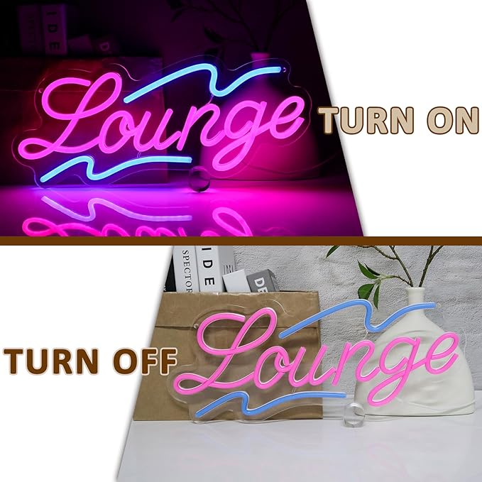 Lounge Neon Sign for Wall Decor, 16.54" x 6.69" Rest Led Signs for Room, USB Dimmable Neon Lights for Lounge Room Bar Hotel Cafe Nightclub VIP Room Man Cave Home Bedroom Decoration - Bloomnest