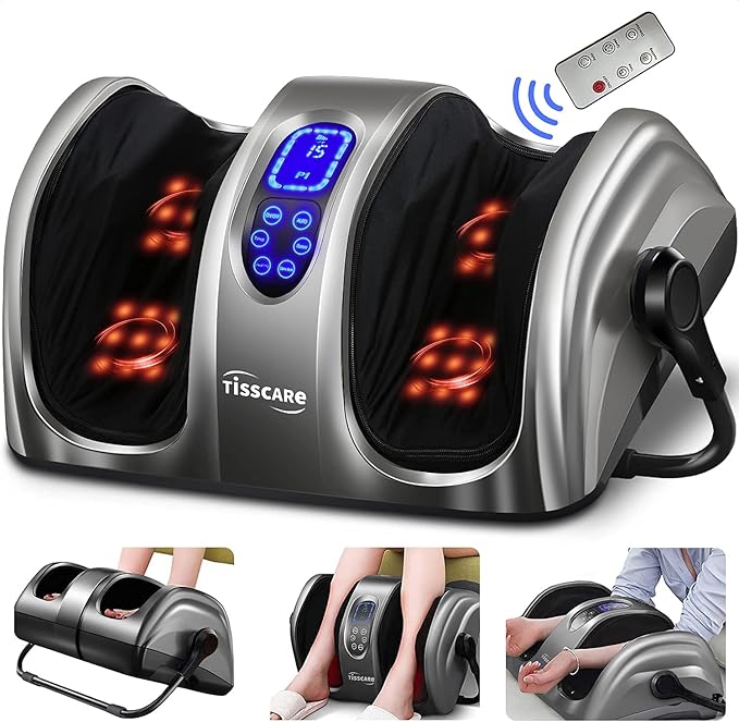 TISSCARE Shiatsu Foot Massager with Heat: FSA HSA Eligible Foot Massager for Neuropathy, Plantar Fasciitis and Pain Relief-Massage Feet/Leg/Calf/Ankle at Home/Office, Gifts for Women and Men(Gray) - Bloomnest