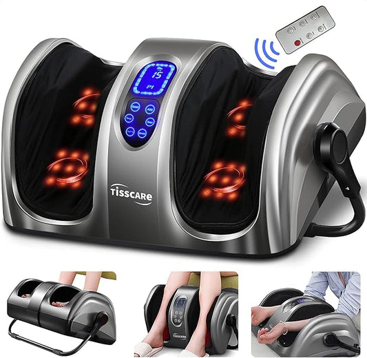 TISSCARE Shiatsu Foot Massager with Heat: FSA HSA Eligible Foot Massager for Neuropathy, Plantar Fasciitis and Pain Relief-Massage Feet/Leg/Calf/Ankle at Home/Office, Gifts for Women and Men(Gray) - Bloomnest