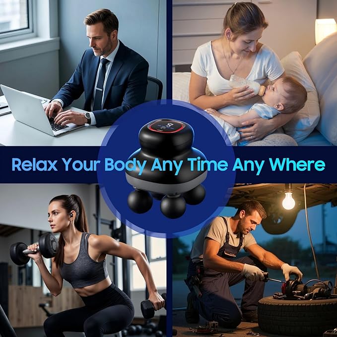 Massage Gun – Electric Body Massager with 4 Heads, Handheld Percussion Muscle Massager, Deep Tissue Back Massager for Muscle Relaxation, Powerful Full Body Electric Massager Tool for Men and Women - Bloomnest