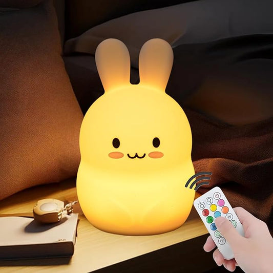 Large Size Rabbit Night Lights Bedside lamp Bedroom Decorative Lamps - Break Resistant, Eye Caring, Adjustable Brightness & Color and Time Setting, Holiday Gift Birthday Present - Large - Bloomnest