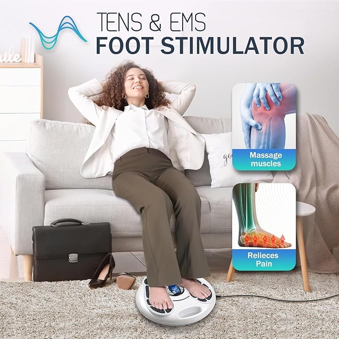 EMS Foot Massager for Neuropathy, Circulation Stimulator - 25 Modes, 99 Intensities, FSA/HSA Approved - Bloomnest