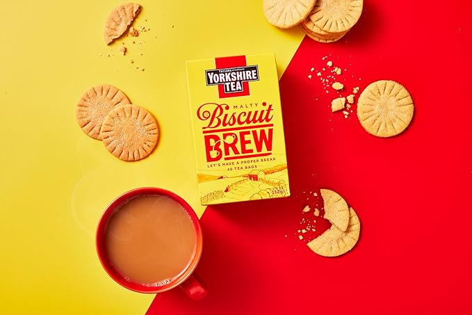 Yorkshire Tea Malty Biscuit Brew, Black Tea, Pillow Tea Bags, 40 Count (Pack of 1), Caffeinated, Enjoy Hot or Iced, 40 Teabags - Bloomnest
