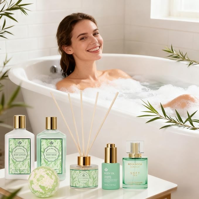 35 Pcs Valentines Day Gifts Basket for Women, Tea Tree Spa Gift, Face Skin Care Set, Bath & Body Gift Set, Self-Care Relaxation Gift, Diffuser, Birthday, Mother's Day, Christmas, Wife