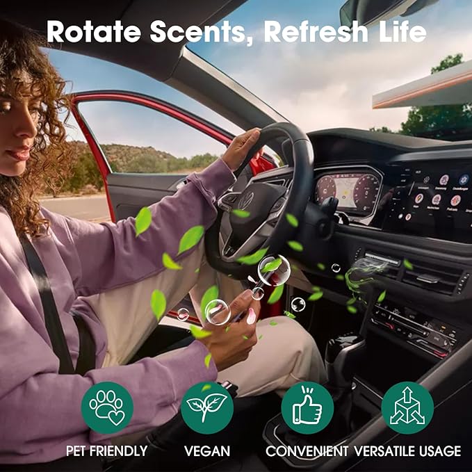 2Pcs Custom Car Air Freshener Vent Clips, Scented Sticks Kit with 10 Different Aroma Bags (2 Stick Each) & 8 Unscented Refill Sticks, Long-Lasting Odor Eliminator Car Diffuser - Bloomnest