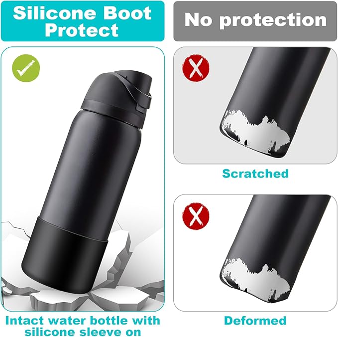 2PCS Silicone Water Bottle Boot for Owala 24oz 32oz 40oz, Anti-Slip Protective Sleeve Bottom Bumper Protector for FreeSip, Twist, and Flip Stainless Steel Water Bottles Alwenid