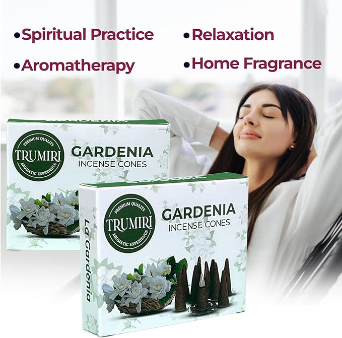 Gardenia Incense Cones - Dual Pack of 10 Scented Cone Incense TRUMIRI
