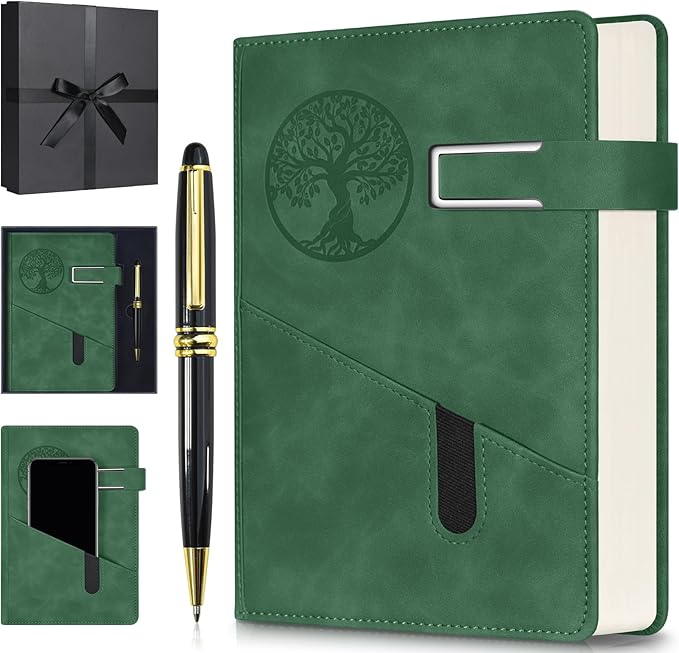 Lined Notebook Journal for Men Women, 365 Pages Numbered College Ruled Notebook, Hardcover Leather Journal with Pen & Gift Box, Thick Daily Diary, Professional Notebooks for Work, School, Business, A5 - Bloomnest
