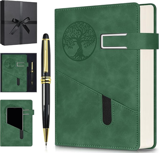 Lined Notebook Journal for Men Women, 365 Pages Numbered College Ruled Notebook, Hardcover Leather Journal with Pen & Gift Box, Thick Daily Diary, Professional Notebooks for Work, School, Business, A5 - Bloomnest