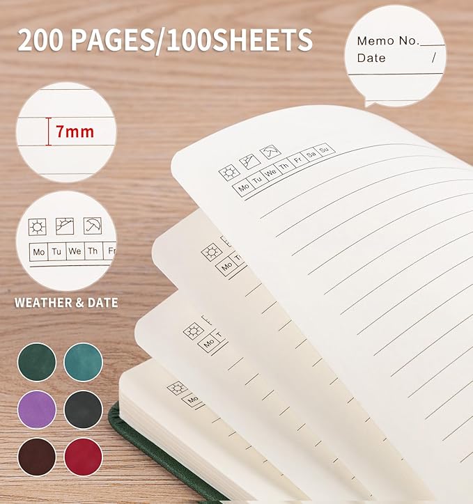Lined Journal Notebook for Women Men, A5 Hardcover Leather Journals for Writing, 200 Pages Thick Paper, Daily Journal Notebook for Work, School, Note Taking, Business, Travel, College Ruled - Bloomnest