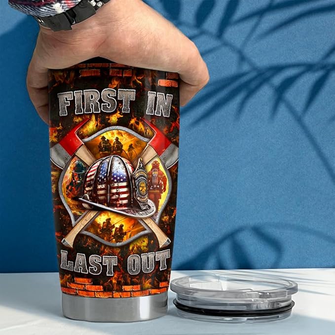 Firefighter Tumbler 20oz Stainless Steel Insulated Travel Mug Cup for Men Firefighters Gifts for Birthday Christmas Fathers Day - Bloomnest