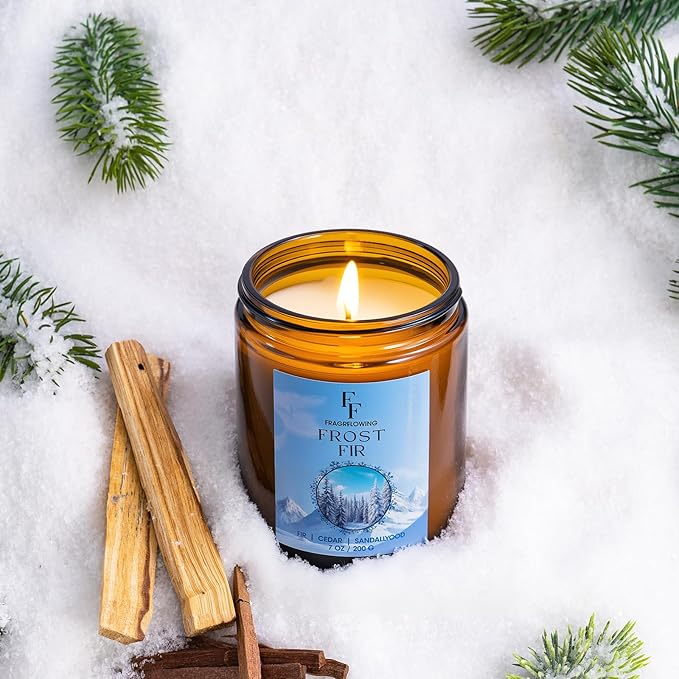 Winter Candle, Frost Fir Scented Candles for Home, Holiday Candles Natural Soy Candle, Aromatherapy Candle 7 oz Jar Candles Winter Gifts for Women Men - Bloomnest