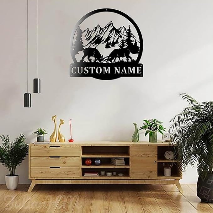 Lovely POD Personalized Hunting Metal sign, Hunting Art, Custom Dueling Caribou Elk Deer Led Lights Metal Wall Art, Personalized Hunter Name Decoration for Home Wildlife Art Outdoor Home Decor - Bloomnest
