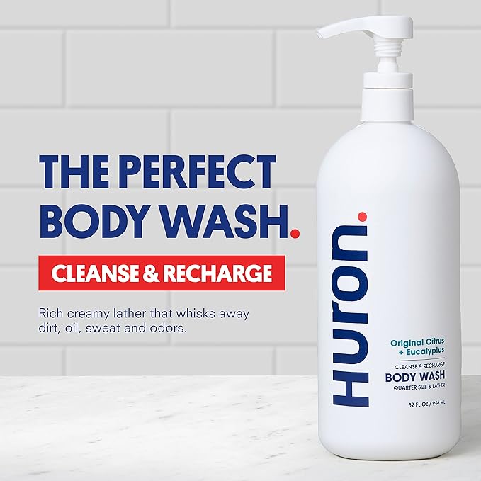 Huron Men's Moisturizing Body Wash - Crisp Citrus, Eucalyptus, Mint, Aromatic Greens - 32 fl oz - Bloomnest