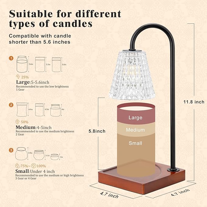 Hong-in Candle Warmer Lamp with Timer-Dimmable Candle Warmer, Birthday Gifts for Women,House Warming Gifts New Home Bedroom Decor,Wax Warmer for Scented Wax Jar Candles