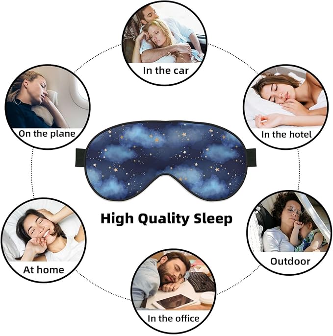 Sleep Eye Mask Blue Vast Night Sky Stars Sleep Mask for Women Men Comfortable Eye Mask with Adjustable Strap Soft Eye Cover Blindfold for Travel Yoga Nap Shift Work - Bloomnest