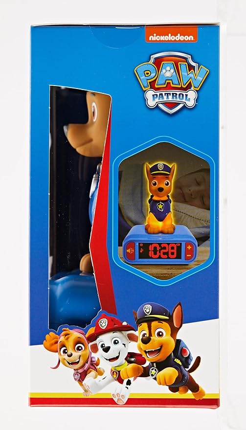 LEXiBOOK - Paw Patrol Chase Digital Alarm Clock with Night Light - Snooze Function - Dog Sound Effects - for Children/Kids - Luminous Clock with Chase, Blue/Red - RL800PA - Bloomnest