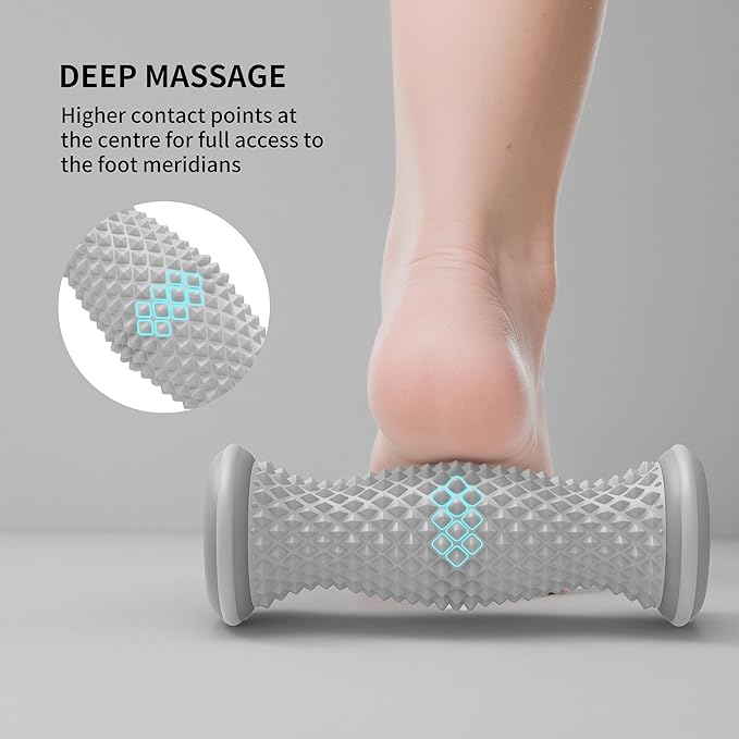 Foot Roller Massager for Plantar Fasciitis, Arch and Heel Pain Relief，Portable and Silence, Deep Tissue Foot Massager Roller Tool to Improve Circulation and Relieve Tension-Grey - Bloomnest