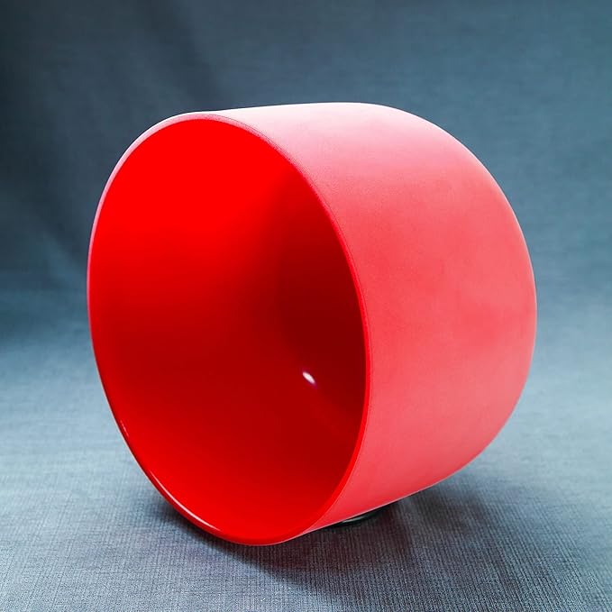 Hye-eun 10 inch C Note 432hz Root Chakra Red Color Frosted Quartz Crystal Singing Bowl without Carrier Case for Yoga Healing Sound Energy Vibration