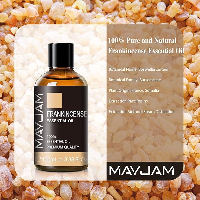 Frankincense Essential Oil 100ml, MAYJAM Premium Essential Oils for Aromatherapy, Diffuser, Soap Making, Candle Making, Large Bottle Frankincense Oil with Gift Box(3.38fl.oz) - Bloomnest