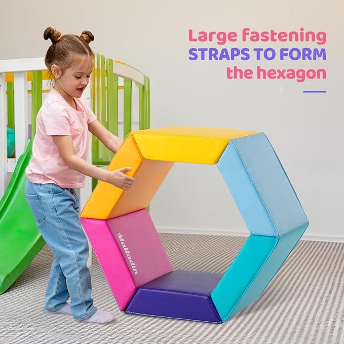 Matladin Gymnastics Gym Tumbling Mat for Kids Children, Hexagon Gymnastics Folding Exercise Mat for Stretching Yoga Cheerleading Martial Arts - Bloomnest