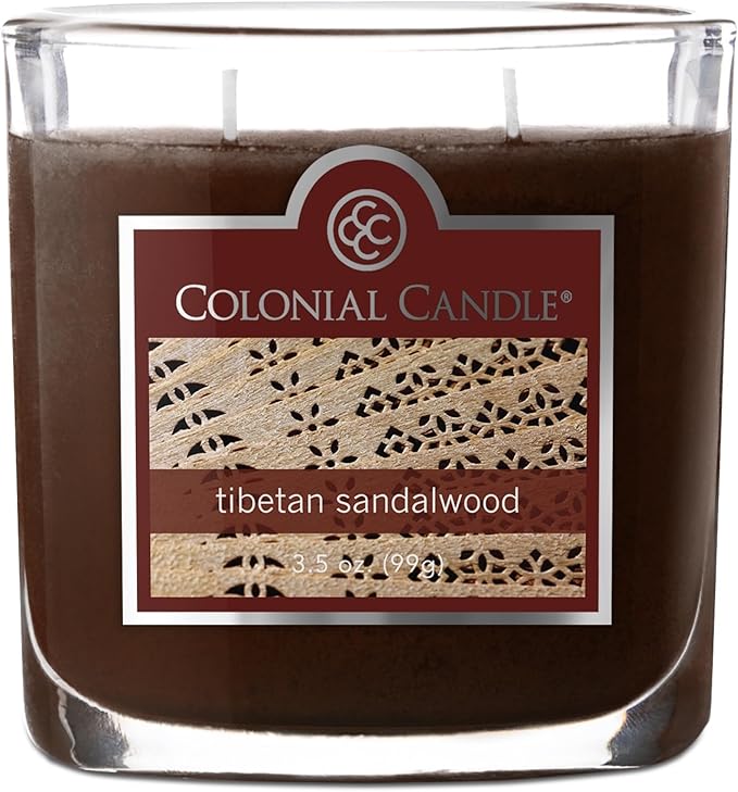Colonial Candle Tibetan Sandalwood Scented Jar Candle, 2 Wick, 3.5 oz, Mottled Wax Candle (Pack of 4) - Bloomnest