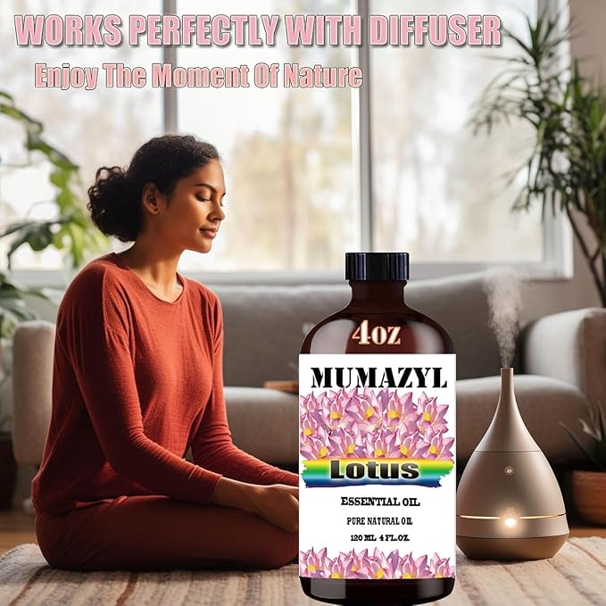 Lotus Essential Oil, Lotus Oil 4 Fl Oz 120ML for Diffuser Humidifier Yoga Cleaning DIY Candle Soap Making Essential Oils - Bloomnest