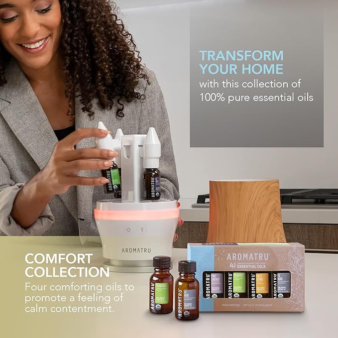 Comfort Essential Oil Kit – True Lavender, Palmarosa, Sweet Orange, and Ho Wood – Organic & Wildcrafted – ISO Certified – No Synthetic Fillers – Ethically Sourced - Bloomnest