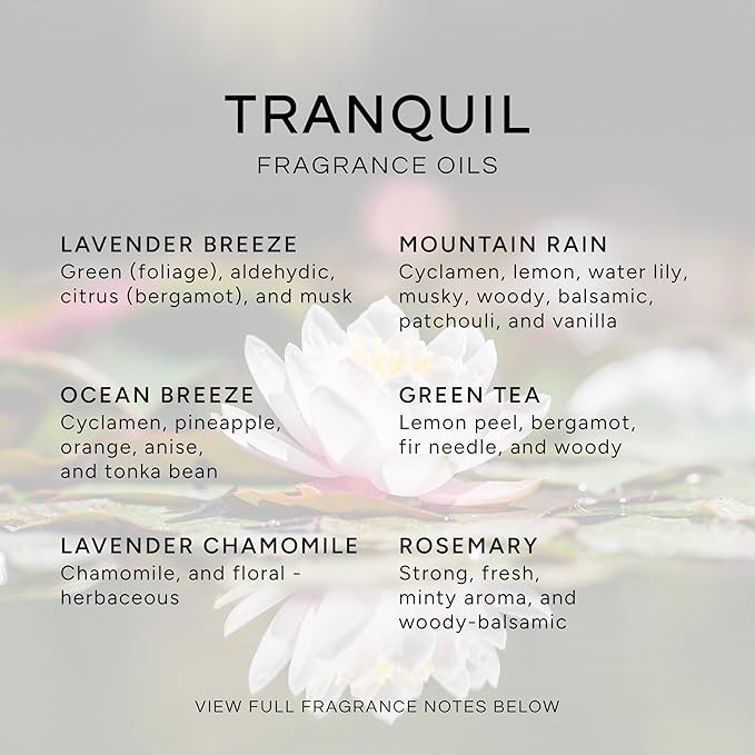 Eternal Essence Oils Tranquil Set of 6 Premium Fragrance Oils - Includes Lavender Breeze, Mountain Rain, Ocean Breeze, Lavender Chamomile, Green Tea, and Rosemary Scented Oils - 10ML - Bloomnest