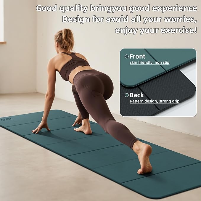 Foldable Yoga Mat Extra Thick 0.32 Inches Eco-Friendly POE Material, Non-Slip Design Fitness Mats, Multi-Purpose Workout Mats For Studio or Home Use (71 x 24 x 0.32 inches） - Bloomnest