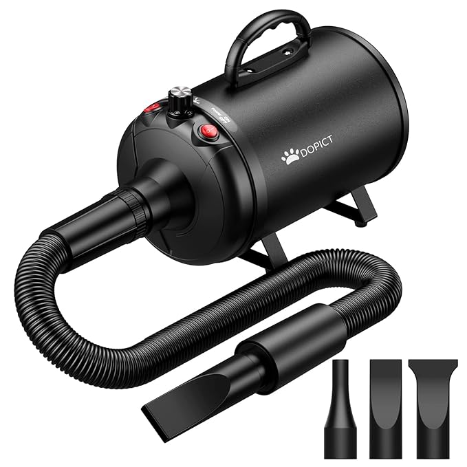 Pet Dryer, 5.2HP/3800W Pet Grooming with Adjustable Speed and Temperature Control Dog Blow Dryer, Pet Hair Dryer with 3 Nozzle - Bloomnest
