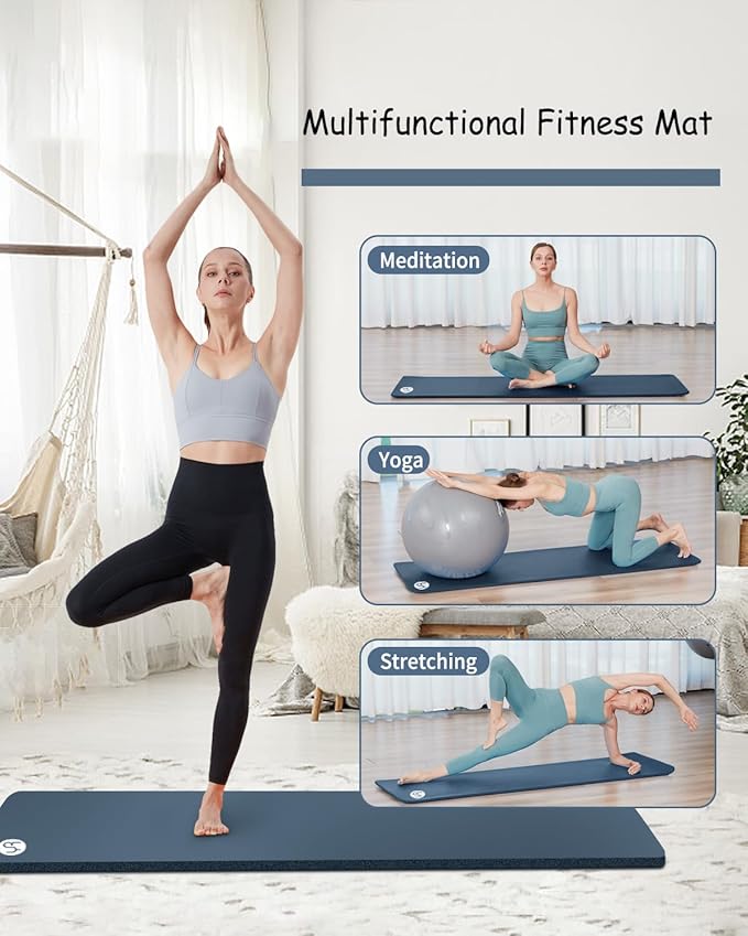 Yoga Mat Thick 1 inch Exercise Mat 76.7"x24" Workout Mats for Home Gym, Non-slip Yoga Mat for Women Men, with Carrying Yoga Bag