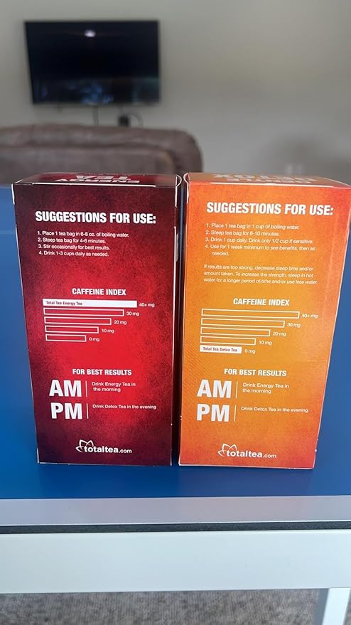 Total Tea Detox Tea & Energy Set - 25 Day Detox - Herbal SIim Tea with Chamomile - Hibiscus Tea and Ginger Root for Colon Cleanse – Natural Citrus & Cinnamon Fruit Tea for Digestive Health - Bloomnest