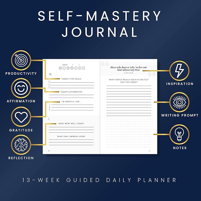 Self-Mastery Journal for Men - Gratitude Journals – 5 Minute Journal - Reflection Manifestation Journals for Mindfulness – Self Care Journal – Goal / Guided Gratitude Journal for Women & Men - Bloomnest