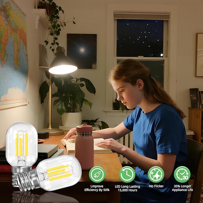 LED Microwave Light Bulbs Range Hood 40W Equivalent E17 Appliance Bulb Compatible with Whirlpool Maytag GE Kenmore 8206232A 5000k Daylight 4W 300LM CRI90 (Pack of 2) - Bloomnest