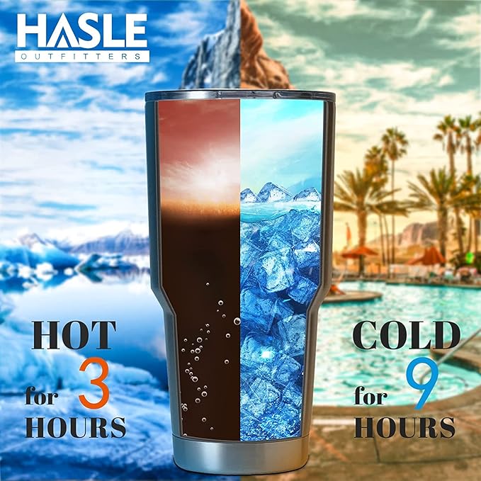 HASLE OUTFITTERS 30oz Stainless Steel Tumbler, Double Wall Vacuum Insulated Travel Mug Tumbler, Durable Insulated Coffee Mug, Gift Box Set (Black, 12)