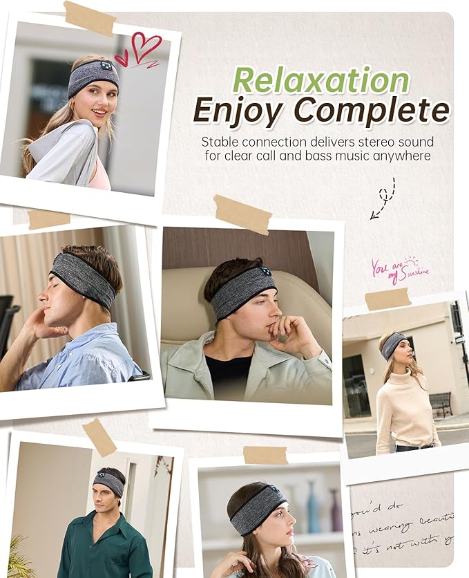 Perytong Wireless Sleep Headband with Comfortable Earbuds for Side Sleepers, Sleeping Eye Mask for Women Men Workout Running - Bloomnest