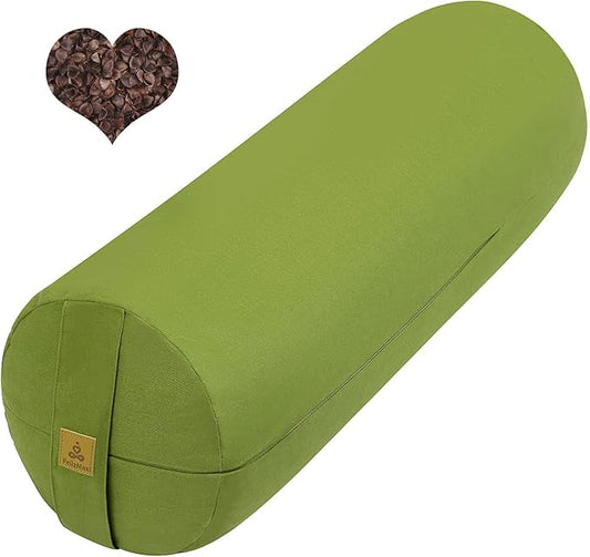 Organic Buckwheat Bolster(24X9 in) Yoga Bolster Supportive Yoga Cushion for Restorative Yoga Accessories Meditation Pillow Reading Pillow Floor Pillow Large Round Cylinder - Bloomnest