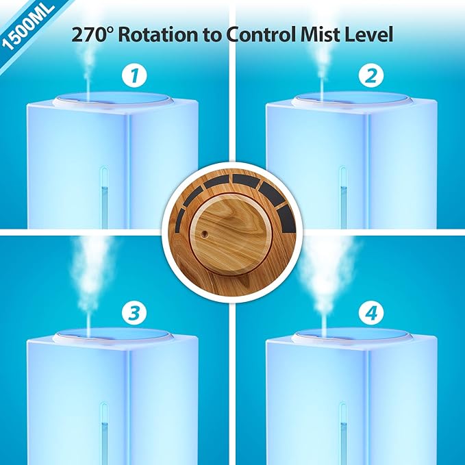 Exqline 1500ml Large Aroma Essential Oil Diffuser - Unique Aromatherapy Humidifier for Large Room (Wood Grain) - Bloomnest