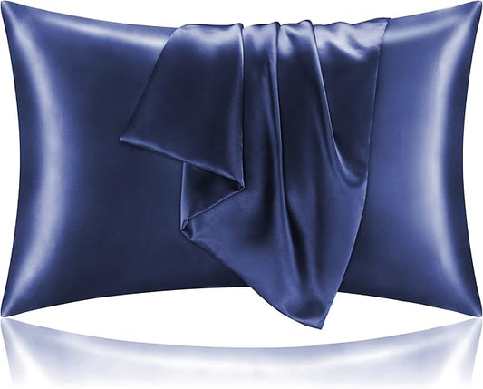 BEDELITE Satin Pillowcase for Hair and Skin, Super Soft and Cooling Similar to Silk Pillow Cases 2 Pack with Envelope Closure, Gift for Women Men(20"x30" Queen Size, Navy) - Bloomnest