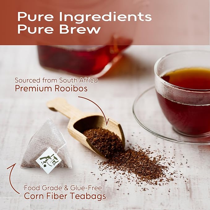 FullChea - Rooibos Tea Bags, 60 Counts - Premium South African Natural Rooibos - Non-GMO - Caffeine-Free - Antioxidant-Rich & Supports Digestion - Bloomnest