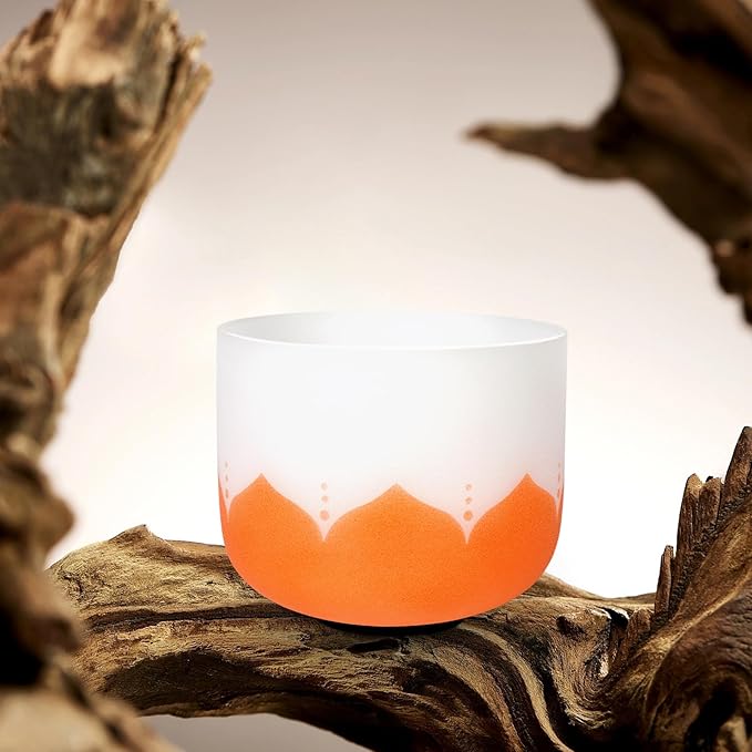 Leize 6-12 inch Lotus Design Chakra Tuned 432hz Set of 7 Quartz Crystal Singing Bowls with Heavy Duty Carrying Cases and Singing Bowl Mallet Suede Strikers