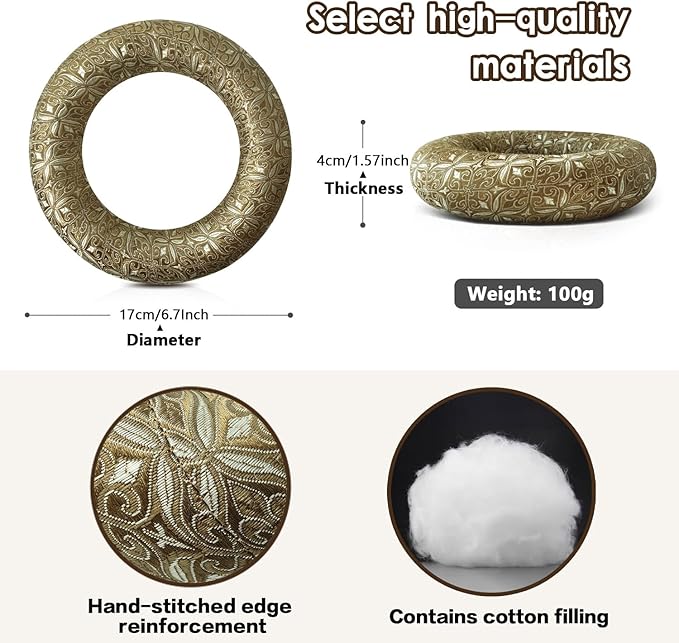 Singing Bowl Cushion for Tibetan Singing Bowls, Handmade Silk Brocade Round Cushion Pillow for Sound Healing and Crystal Sound Bowls Accessories(6.7 Inch,Brown) - Bloomnest