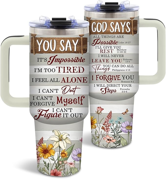 DUUV Christian Gifts for Christmas Thanksgiving, Christian Tumbler 40 Oz Stainless Steel Insulated Mug, Inspirational Religious Gifts for Women Men, Spiritual Encouragement Gift for Faith Lovers, 1PCS - Bloomnest