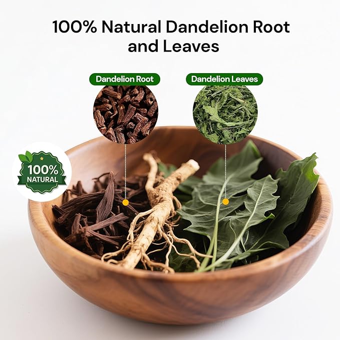 Dandelion Leaf and Root Tea bags, Natural Chinese Detox Herbal Tea Support Liver & Kidney Health and Aid Digestion Caffeine Free (1 Pack/50 Bags) - Bloomnest