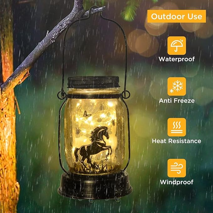Horse Gifts for Women/Men Horse Lovers Solar Lantern Mom Birthday, Mothers Day, Christmas Gifts, Solar Garden Decoration Outside for Yard, Patio,Backyard,Porch - Bloomnest