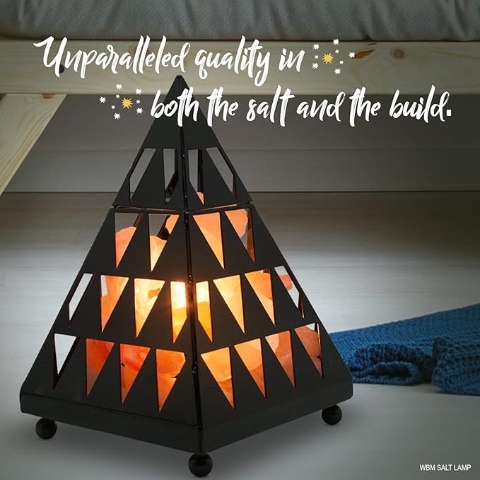 Himalayan Glow Pyramid Style Crystal Salt Night Light lamp with Pink Salt Chunks, Salt Lamp Bulb,(ETL Certified) Dimmer Switch, Unique Lightening Ambience - Bloomnest