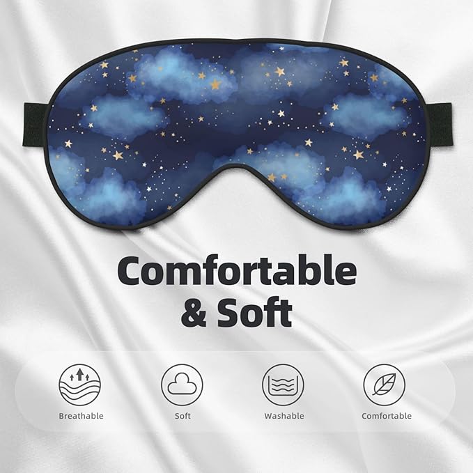 Sleep Eye Mask Blue Vast Night Sky Stars Sleep Mask for Women Men Comfortable Eye Mask with Adjustable Strap Soft Eye Cover Blindfold for Travel Yoga Nap Shift Work - Bloomnest