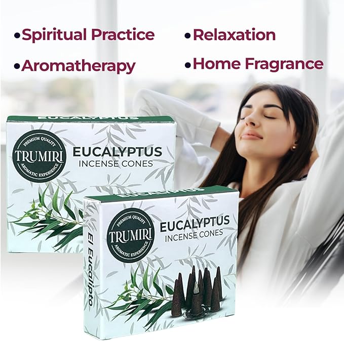Eucalyptus Incense Cones - Total 60 Cone Incense - Six Packs of 10 Insence Cones - Incense Cones Scented - Cone Incense Scents - Insense Cones - Inscent Cones TRUMIRI